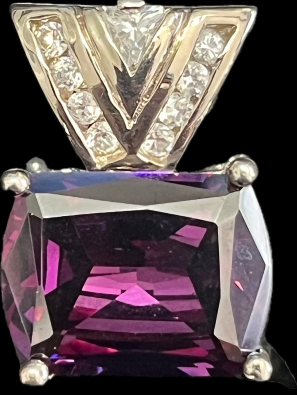 Suzanne Somers collection vintage purple CZ omega pendant slide sterling silver
